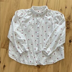 Lauren Conrad Valentines Hearts Pink White Button Up Blouse Size XXL
